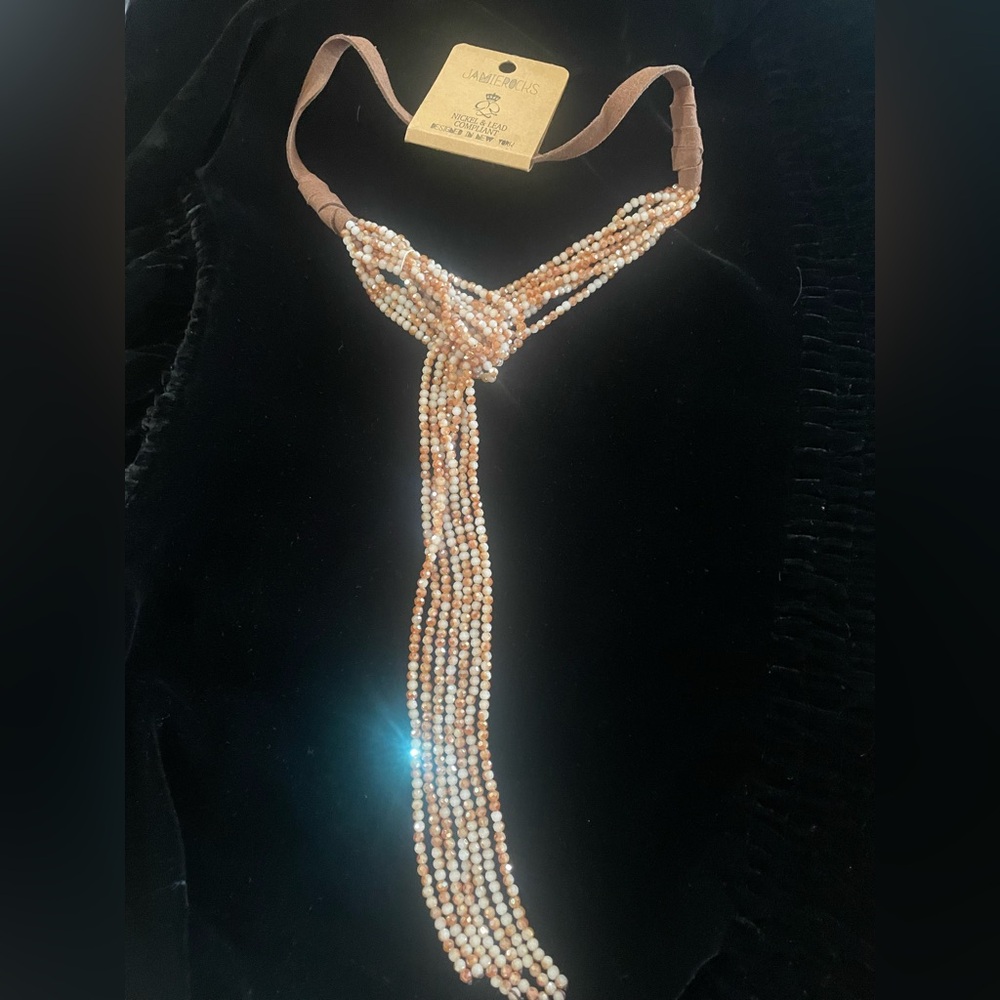 Jamie Rocks Brand New Beaded Necklace - Gold and Cream